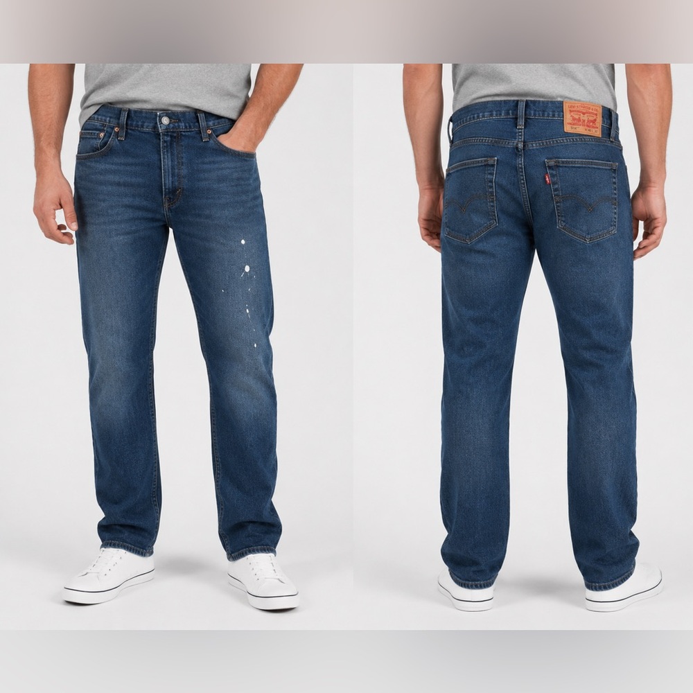 Levi’s 514 Straight Fit Jeans Men's W40 L32 Blue Stretch Water<Less Paint Wash